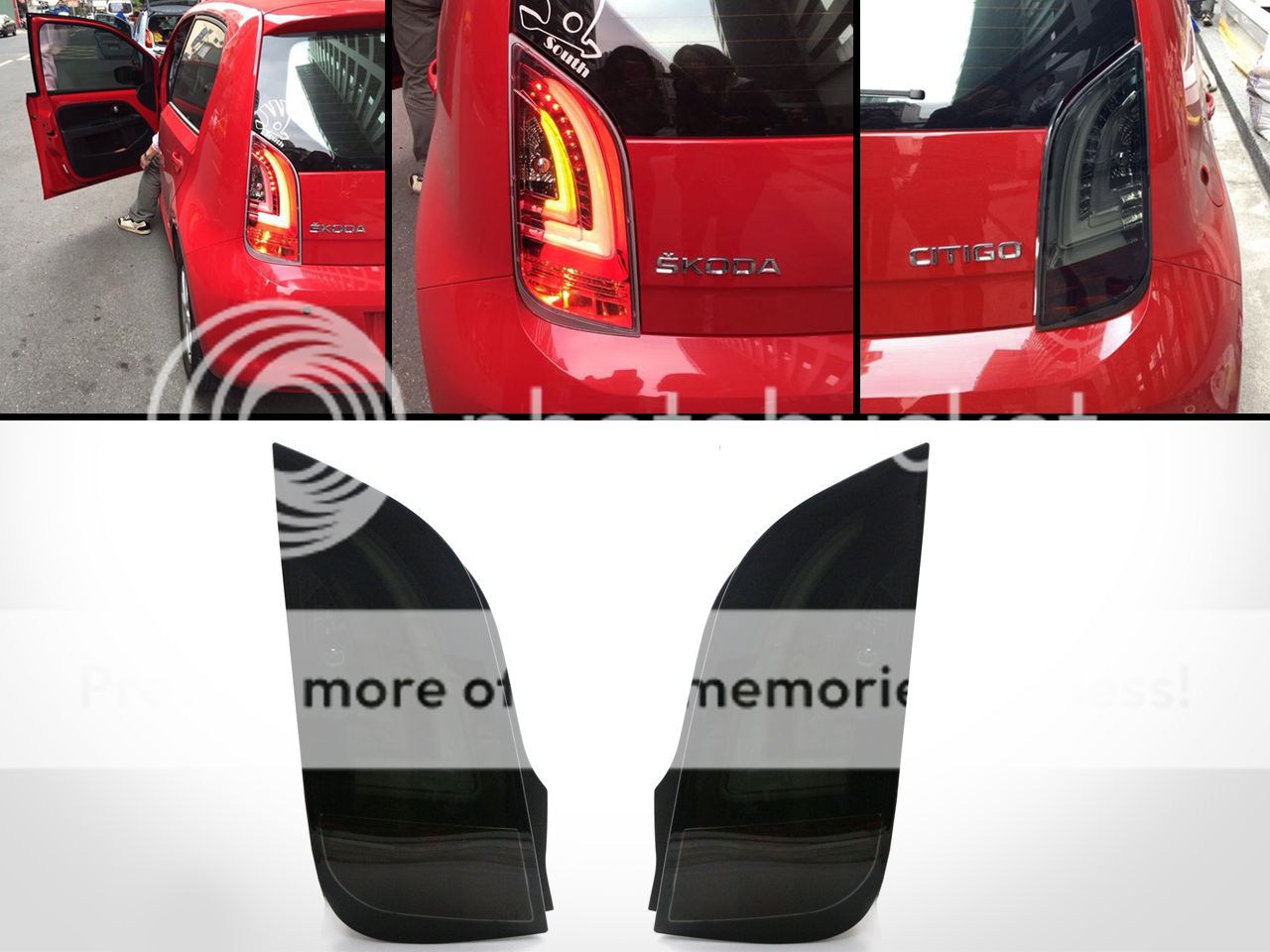 LED Tail Lights For Skoda Citigo VW Up - Smoked Lens Tube Bar Rear